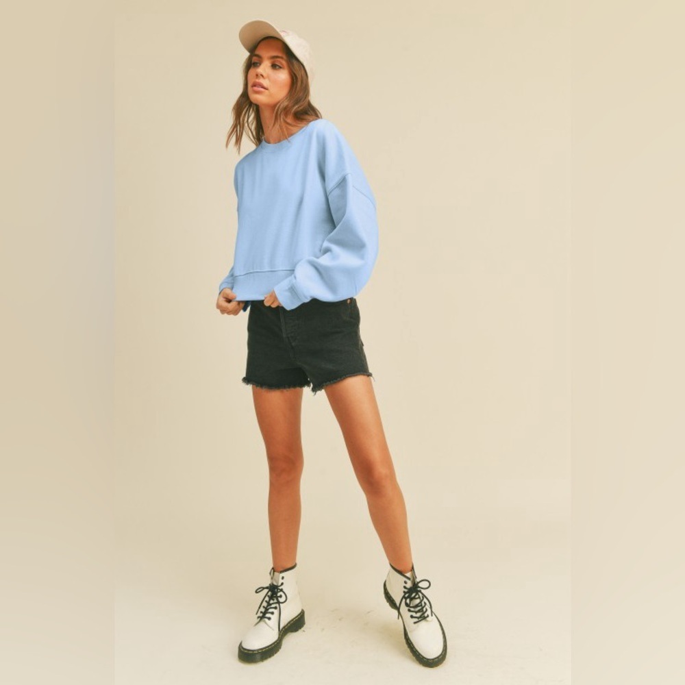 Baby Blue Cropped Sweatshirt - Picture 3 of 3